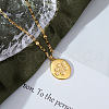 304 Stainless Steel Oval with Paw Print Pendant Necklaces for Women FS-WG54FDA-01-2