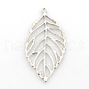Long Hollow Leaf Alloy Pendants PALLOY-O024-01-1