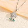 Brass Crystal Rhinestone Sunflower Pendant Necklaces JV9575-2