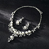 Flower Alloy & Plastic Pearl & Crystal Rhinestone Pendant Necklaces & Stud Dangle Earrings Sets FS-WG18295-01-2