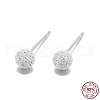 Textured 925 Sterling Silver Ball Stud Earrings EJEW-L202-004A-1