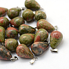 Teardrop Natural Unakite Pendants G-Q435-23-1
