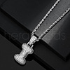 Brass Micro Pave Clear Cubic Zirconia Chunky Initial Pendant Necklaces WG24EA8-09-1