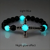 Luminous Natural Lava Rock Beaded Stretch Bracelets PW-WGCBEEB-03-1