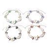 Starfish & Plumeria Synthetic Turquoise & Natural Cowrie Shell & Polymer Clay Beads Braided Bead Bracelets for Women BJEW-JB11847-2