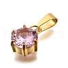 304 Stainless Steel Pave Cubic Zirconia Pendants STAS-B086-12G-04-2