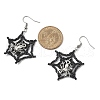 Halloween Theme Spider Web with Spider Handmade Glass Seed Beaded Dangle Earrings EJEW-MZ00481-01-4
