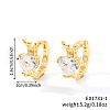 Fashionable Brass Clear Cubic Zirconia Heart with Crown Hoop Earrings CI1421-1-3