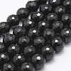 Natural Black Tourmaline Beads Strands G-J373-25-6mm-1