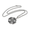304 Stainless Steel Black Enamel Viking Kont Cross Pendant Necklaces NJEW-H065-12P-2