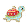 Light Gold Plated Alloy Enamel Pendants ENAM-L041-05C-1