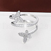 Butterfly Brass Micro Pave Clear Cubic Zirconia Finger Rings for Women FS-WG86F9D-02-1