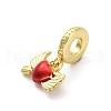 Brass Red Enamel European Dangle Charms KK-U066-22A-G-2