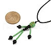 Halloween Theme Skeleton Glass Seed Beaded & Natural Black Onyx(Dyed & Heated) & Skull Dyed Synthetic Turquoise Pendant Necklaces NJEW-MZ00117-04-3