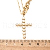 304 Stainless Steel & ABS Plastic Imitation Pearl Cross Pendant Necklaces NJEW-S442-09G-5