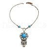 Flower Bohemian Ethnic Style Zinc Alloy & Resin Pendant Necklace & Dangle Earring Sets FS-WGD47C5-01-6