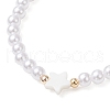 3Pcs 3 Styles ABS Plastic Imitation Pearl Beads and Shell Beads Stretch Bracelets for Women BJEW-JB11798-4