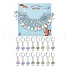 Round with Flower Pattern Handmade Printed Porcelain Ceramic Pendant Stitch Markers HJEW-AB00459-1