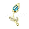 Rack Plating Brass Micro Pave Clear Cubic Zirconia Flower Connertor Charms KK-Z043-03E-1