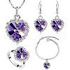 Heart Alloy with Crystal Pendant Necklace & Dangle Earring & Charm Bracelet & Ring FS-WGCCC64-02-2