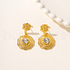 Brass Clear Cubic Zirconia Flower Dangle Stud Earrings RG2697-2