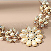 Alloy Crystal Rhinestone Flower Pendant Round Imitation Pearl Double Layer Necklaces for Women FS-WG4730C-01-3