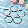 Round Natural Dalmatian Jasper & Glass & Wooden Beaded Stretch Bracelets for Women BJEW-JB10845-2