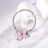 Stainless Steel Glass Flower Evil Eye Pendant Bracelet for Women YT6721-1