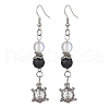 5 Pairs 5 Styles Natural Lava Rock Round Beaded Dangle Earrings EJEW-JE05476-S-2