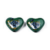Flower Printed Opaque Acrylic Heart Beads SACR-S305-28-N01-2