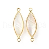 Brass Pave Natural White Shell Connector Charms KK-E794-01G-05-1