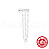 Rectangle 925 Sterling Silver Micro Pave Clear Cubic Zirconia Cartilage Earrings with Tassel Chains FS-WGA2317-08-2