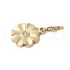 304 Stainless Steel Rhinestone Flower Pendant Decoration STAS-S165-40G-2
