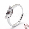 Anti-Tarnish Adjustable Rhodium Plated Sterling Silver Ring Components STER-I016-008P-5