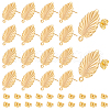 Unicraftale 20Pcs Leaf Brass Stud Earring Findings KK-UN0002-14-1