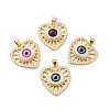 Heart with Eye Brass Micro Pave Clear Cubic Zirconia Pendants KK-G419-07G-1