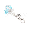 Flower Angel Glass Pearl & Glass Seed Pendant Decorations HJEW-MZ00239-02-4