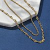304 Stainless Steel Dapped Chain Double Layered Necklaces for Women NJEW-U050-02C-G-3