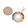 Copper Wire Wrapped 7 Chakra Natural Gemstone Ring Pendant Decorations HJEW-TA00208-3