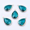 Golden Tone Brass Glass Teardrop Pendants GLAA-M006-A-03G-1