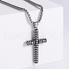 3Pcs Retro Minimalist 316 Surgical Stainless Steel Fashion Cross Pendant Punk Hip-hop Street Box Chain Necklaces for Men NZ5198-2-1