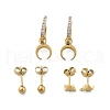 304 Stainless Steel Rhinestone Moon & Star & Round Earring Sets EJEW-Z098-22G-4