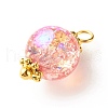 Electroplate Crackle Glass Bead Pendants PALLOY-JF01141-4