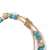 2Pcs 2 Styles Summer Beach Synthetic Turquoise & Natural Sea Shell & Glass Braided Bead Anklets AJEW-TA00039-5