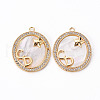Brass Micro Pave Clear Cubic Zirconia Charms KK-Q765-018-NF-1