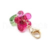 Glass Flower Pendant Decorations HJEW-MZ00206-04-4