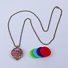 Alloy Heart Flower Hollow Diffuser Locket Pendant Necklaces with Colorful Plush Aromatherapy Pad Inside GA8791-2
