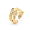 Rack Plating Brass Micro Pave Clear Cubic Zirconia Open Cuff Finger Rings for Women RJEW-M028-102G-4