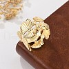 Flower Brass Finger Rings for Women RJEW-B119-09G-1