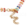 Enamel Ear of Wheat Link Chain Necklace NJEW-H169-01G-4